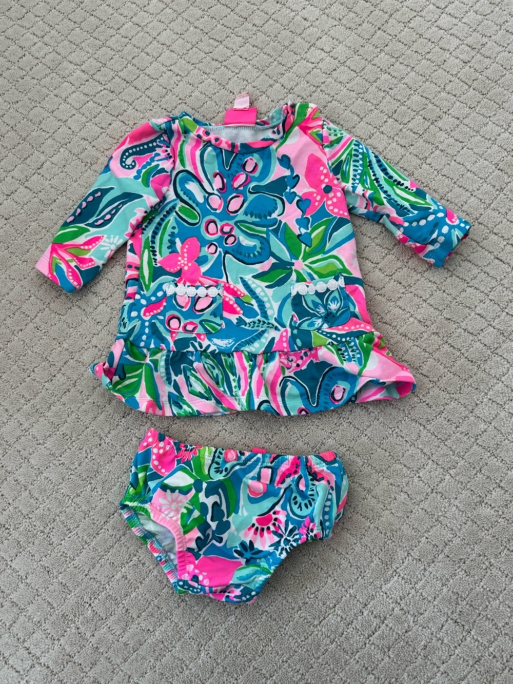 Lilly Pulitzer Baby Girl Vira Dress Turquoise Oasis Golden Hour